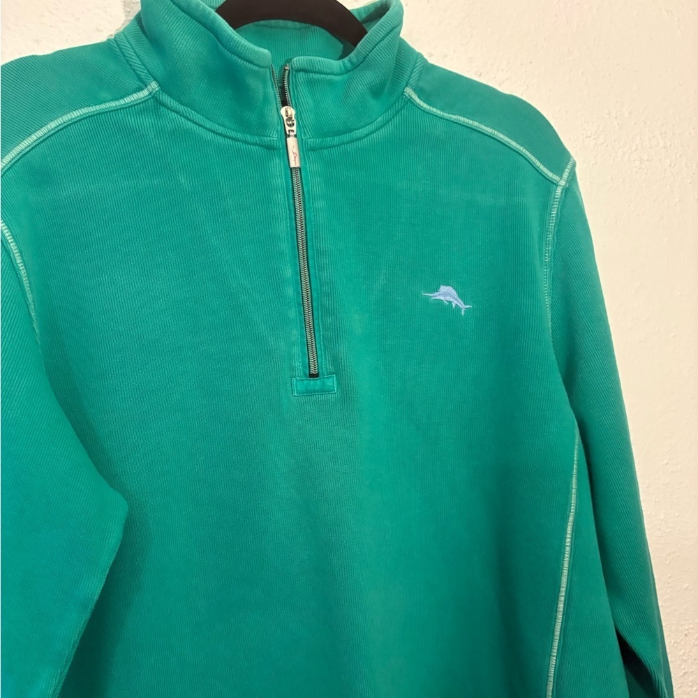 Tommy Bahama "Relax" Pullover Quarter Zip Green Cotton Size Large - Picture 3 of 6
